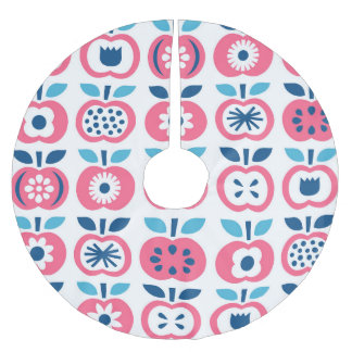 Colourful Retro Apple Seamless Pattern Brushed Polyester Tree Skirt
