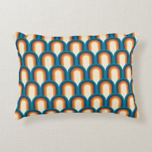 Colourful Retro Arch Rainbow Pattern Accent Pillow