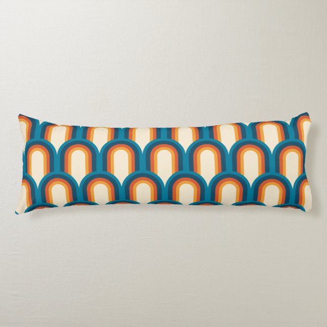 Colourful Retro Arch Rainbow Pattern Body Pillow (Front)