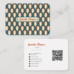 Colourful Retro Arch Rainbow Pattern QR Code Business Card