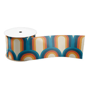 Colourful Retro Arch Rainbow Pattern  Satin Ribbon