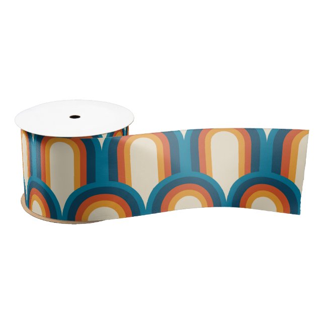 Colourful Retro Arch Rainbow Pattern  Satin Ribbon (Spool)