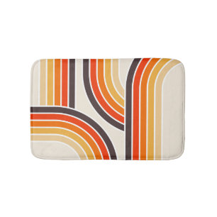 Colourful retro arches and lines bath mat