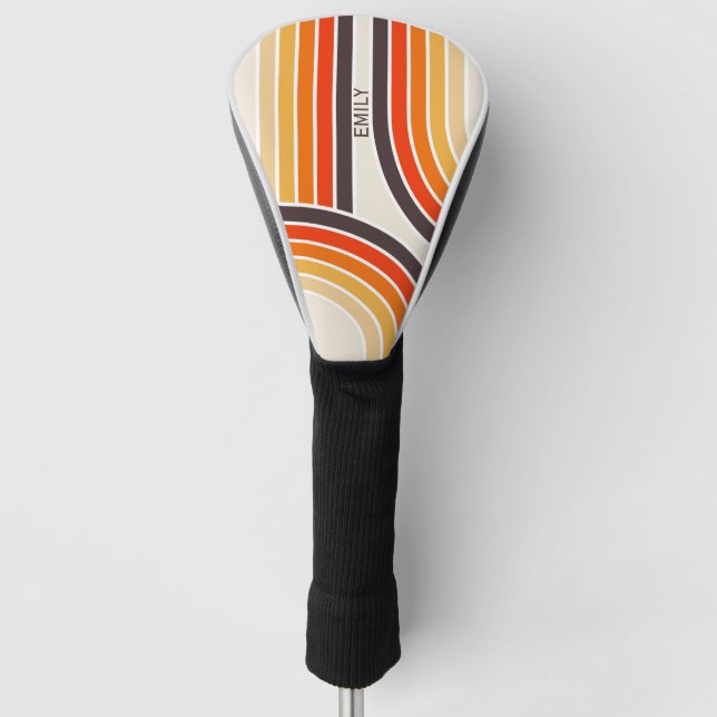 Colourful retro arches and lines golf head cover (Front)