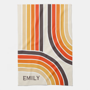 Colourful retro arches and lines kitchen towel