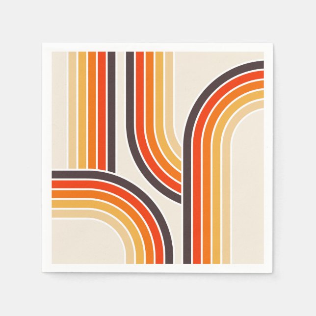 Colourful retro arches and lines napkin (Front)