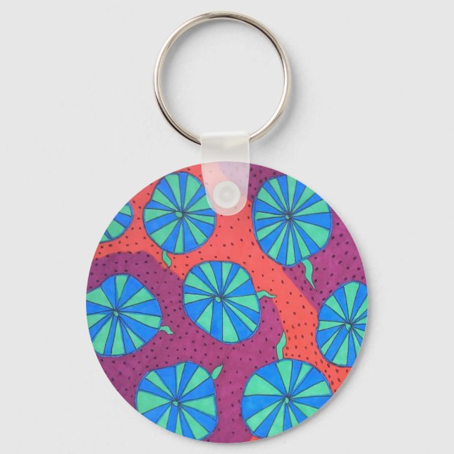 Colourful Retro Art Print Keychain (Front)