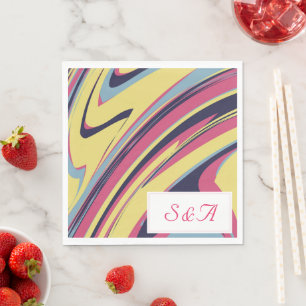 Colourful Retro Art Wedding Napkin