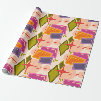 Colourful Retro Atomic Shapes Pattern Wrapping Paper
