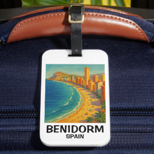 Colourful Retro Benidorm Spain Costa Blanca Travel Luggage Tag
