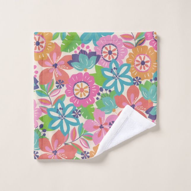 Colourful Retro Boho Girly Flower Hippie  Wash Cloth (Wash Cloth)