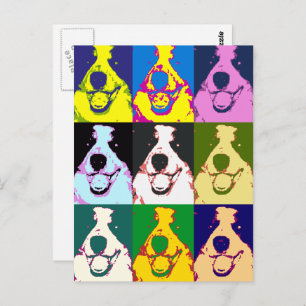 Colourful Retro Border Collie Pop Art Horizontal Postcard