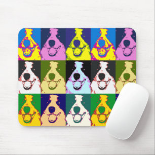 Colourful Retro Border Collie Pop Art Mouse Pad