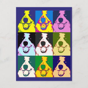 Colourful Retro Border Collie Pop Art Postcard