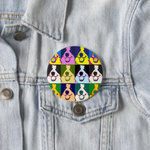 Colourful Retro Border Collie Pop Art Round 3 Inch Round Button