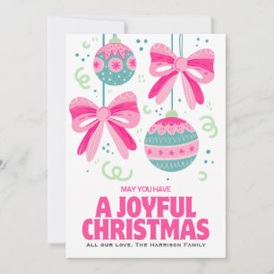 Colourful Retro Bow Ornament Christmas Holiday Card