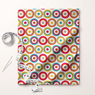 Colourful Retro Bullseye Circles Pattern Fabric