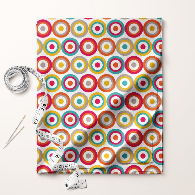 Colourful Retro Bullseye Circles Pattern Fabric (Creator Uploaded)