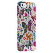 Colourful Retro Butterflies And Flowers Pattern Uncommon iPhone Case (Back/Right)