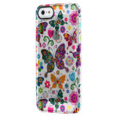 Colourful Retro Butterflies And Flowers Pattern Uncommon iPhone Case (Back Left)