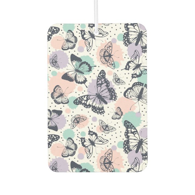 Colourful retro butterflies pattern air freshener (Front)