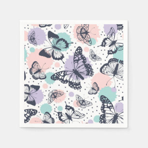 Colourful retro butterflies pattern. napkin