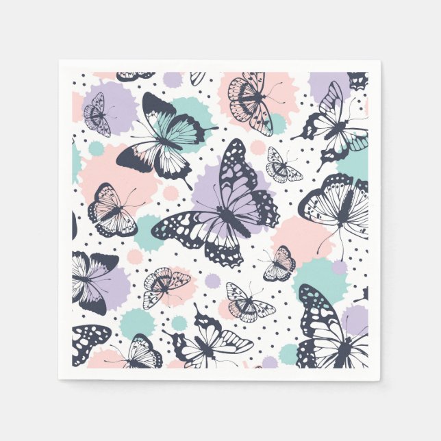 Colourful retro butterflies pattern. napkin (Front)