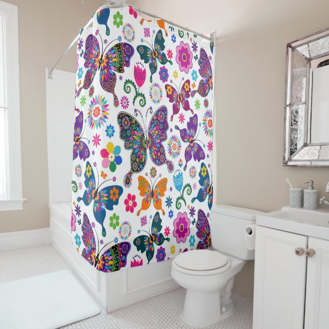 Colourful Retro Butterflies Seamless Pattern (In Situ)