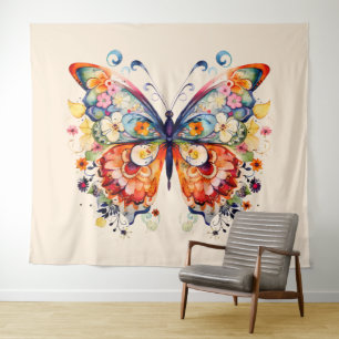 Colourful Retro Butterfly Tapestry