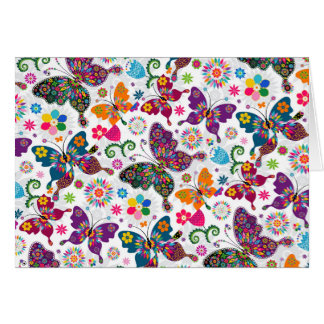 Colourful Retro Butterfly's And Flowers Pattern