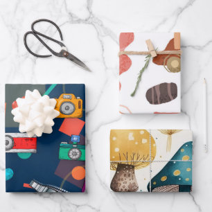 Colourful Retro Cameras Mushroo Wrapping Paper