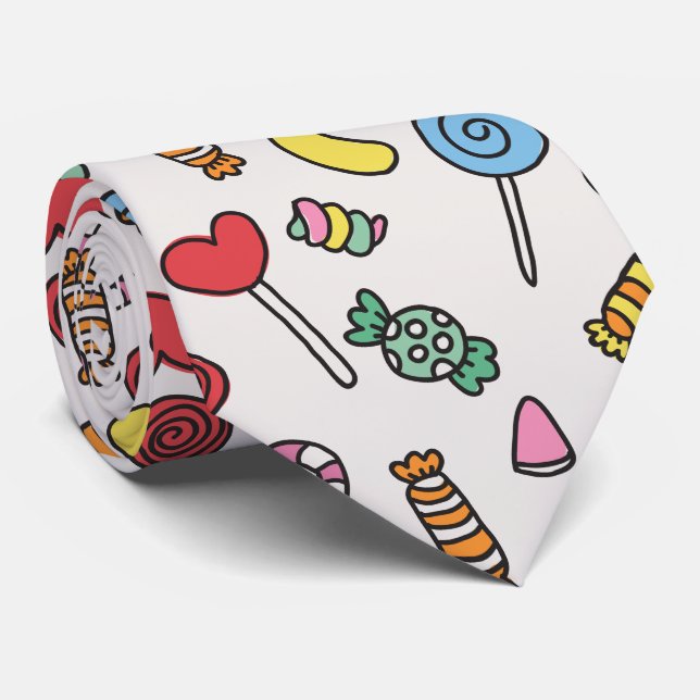 Colourful Retro Cartoon Candy Tie (Rolled)
