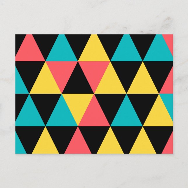 Colourful, retro cheerful geometric graphic patter postcard (Front)