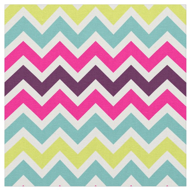 Colourful Retro Chevron Pattern Fabric (Close Up)
