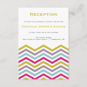 Colourful Retro Chevron Pattern Reception Card