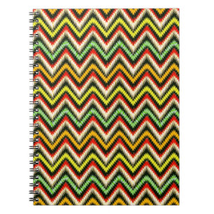 Colourful Retro Chevron Pattern Warm Tones Notebook