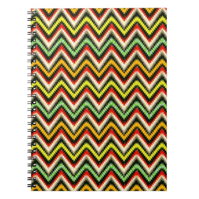 Colourful Retro Chevron Pattern Warm Tones Notebook (Front)