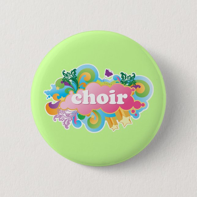 Colourful Retro Choir Design Gift 2 Inch Round Button (Front)