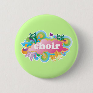 Colourful Retro Choir Design Gift 2 Inch Round Button
