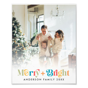 Colourful Retro Christmas Family Photo Print