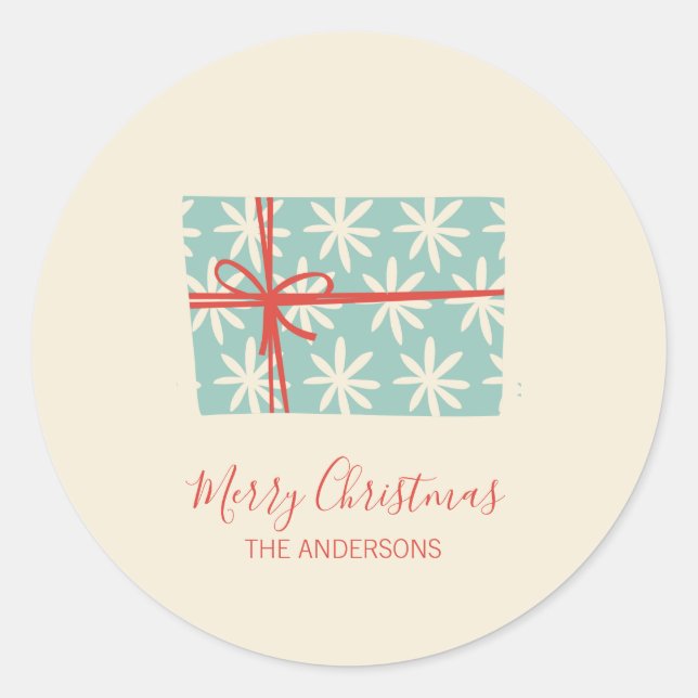 Colourful Retro Christmas Holiday Gift Classic Round Sticker (Front)