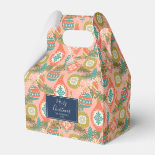 Colourful Retro Christmas Holiday Ornament Favor Box