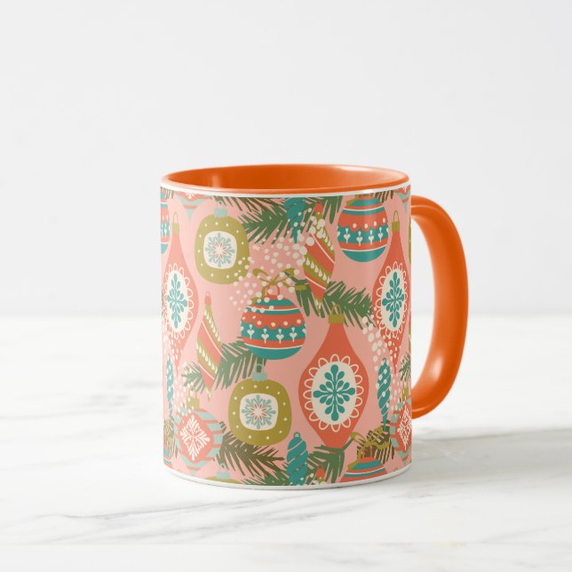 Colourful Retro Christmas Ornaments Mug (Front Right)