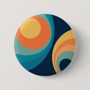 Colourful retro circles design 2 inch round button
