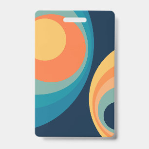Colourful retro circles design badge