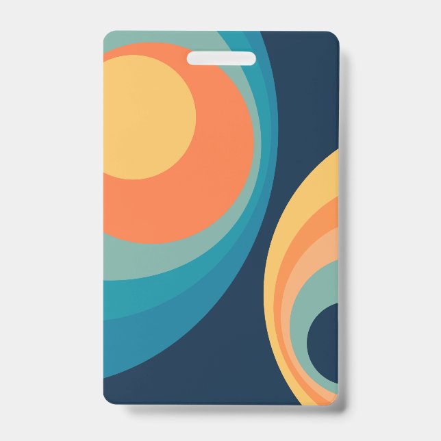 Colourful retro circles design badge (Front)