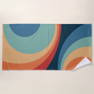 Colourful retro circles design beach towel