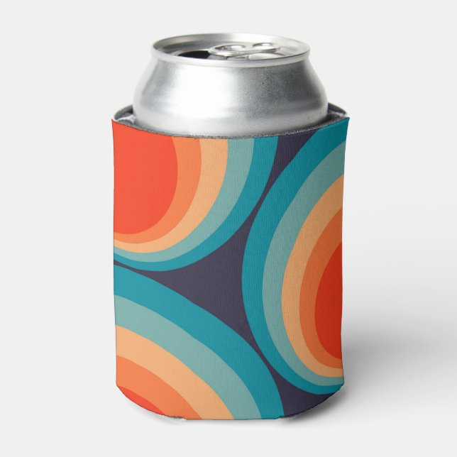 Colourful retro circles design can cooler (Can Front)