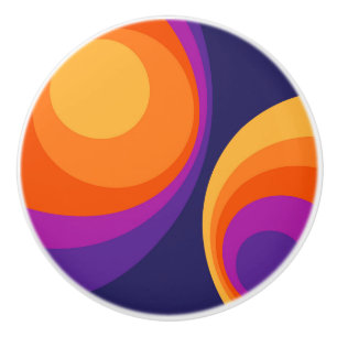 Colourful retro circles design ceramic knob