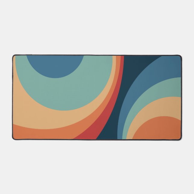 Colourful retro circles design desk mat (Front)